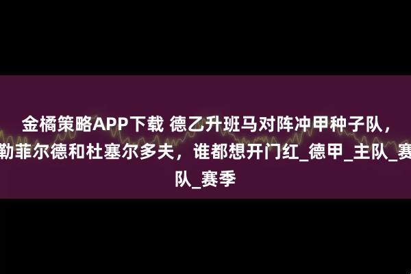 金橘策略APP下载 德乙升班马对阵冲甲种子队，比勒菲尔德和杜塞尔多夫，谁都想开门红_德甲_主队_赛季